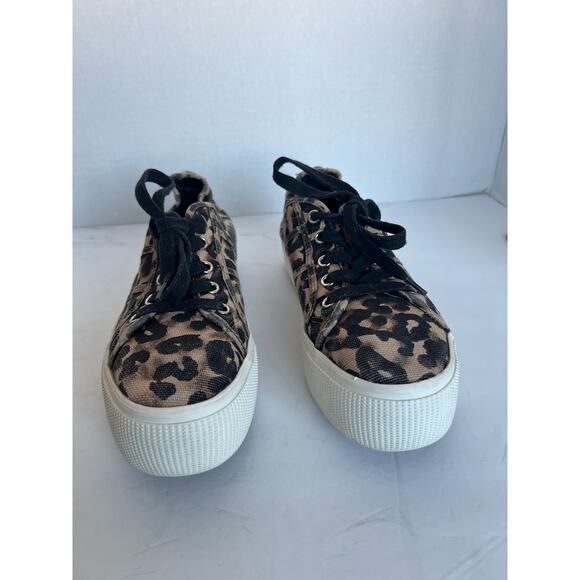 Steve Madden Platform Leopard Print Canvas Chunky Lace Up Low Top Sneakers 8.5M - Picture 4 of 9